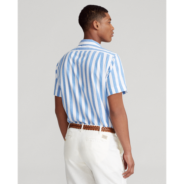 4819a Blue/White Classic Fit Striped Camp Shirt Polo Ralph Lauren 4