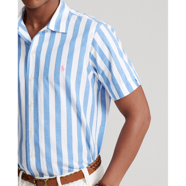 4819a Blue/White Classic Fit Striped Camp Shirt Polo Ralph Lauren 5