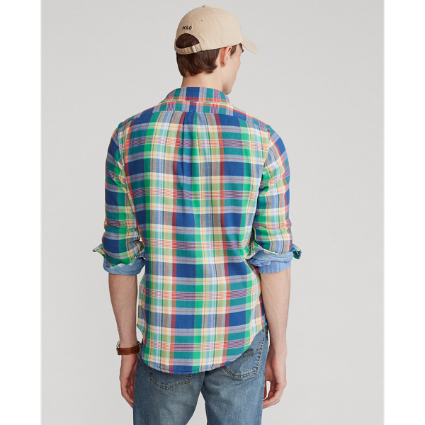 5295 Green/Yellow Multi Custom Fit Plaid Double-Faced Shirt Polo Ralph Lauren 4