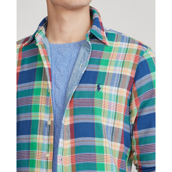 5295 Green/Yellow Multi Custom Fit Plaid Double-Faced Shirt Polo Ralph Lauren 5