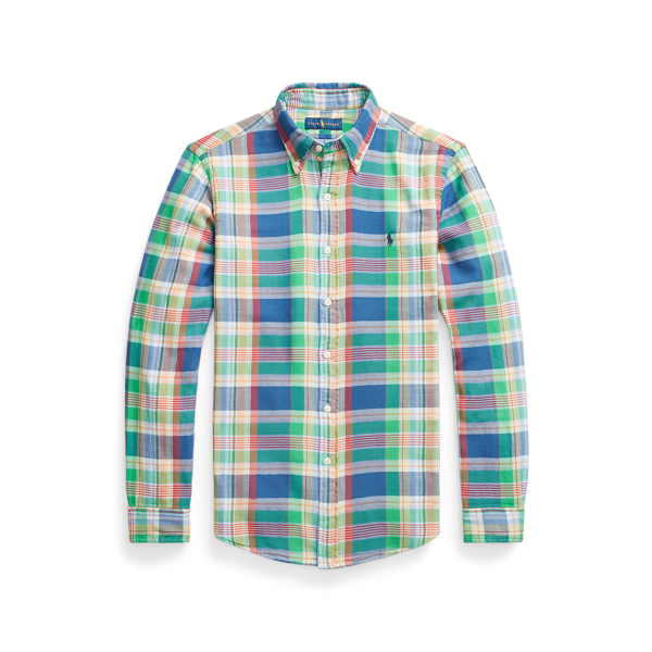 5295 Green/Yellow Multi Custom Fit Plaid Double-Faced Shirt Polo Ralph Lauren 2
