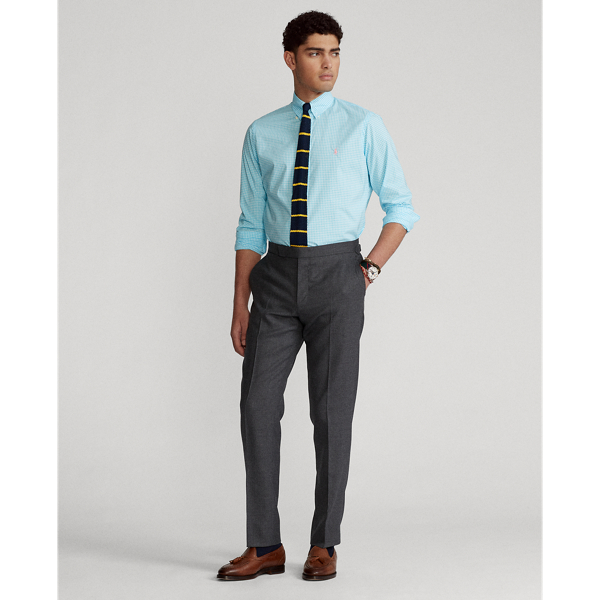 4656k Turquoise/White Custom Fit Gingham Poplin Shirt Polo Ralph Lauren 4