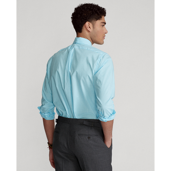 4656k Turquoise/White Custom Fit Gingham Poplin Shirt Polo Ralph Lauren 5