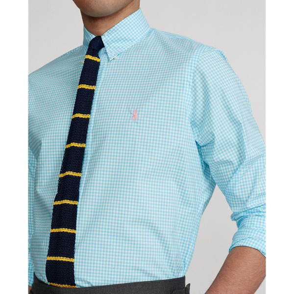4656k Turquoise/White Custom Fit Gingham Poplin Shirt Polo Ralph Lauren 6