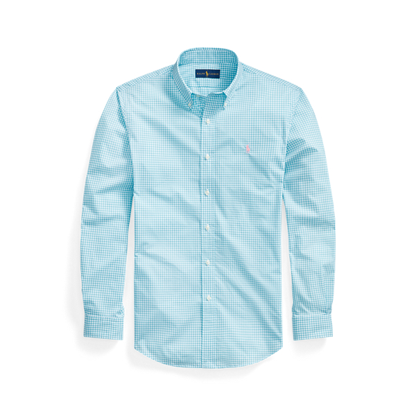 4656k Turquoise/White Custom Fit Gingham Poplin Shirt Polo Ralph Lauren 2