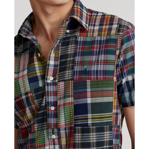 Dark Patchwork Custom Fit Patchwork Plaid Shirt Polo Ralph Lauren 6
