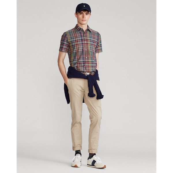 Camicia in madras indaco Custom-Fit Polo Ralph Lauren in Rosso/Blu navy multi 4