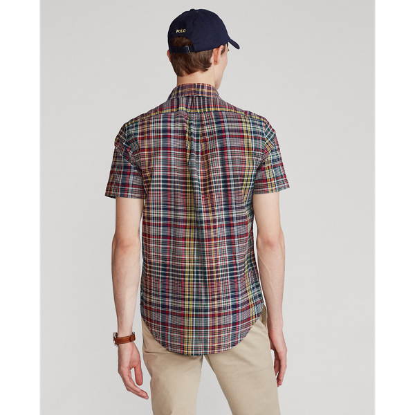 Camicia in madras indaco Custom-Fit Polo Ralph Lauren in Rosso/Blu navy multi 5