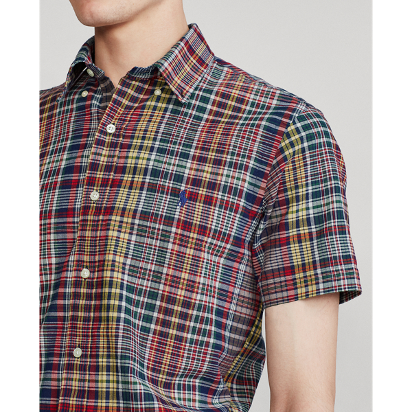 Camicia in madras indaco Custom-Fit Polo Ralph Lauren in Rosso/Blu navy multi 6