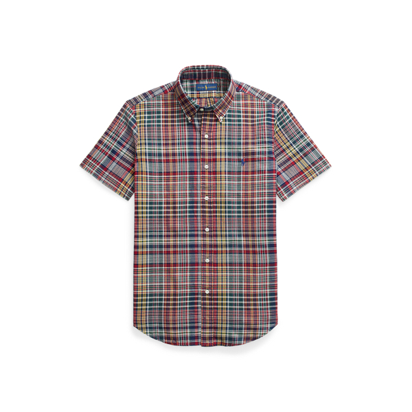 Camicia in madras indaco Custom-Fit Polo Ralph Lauren in Rosso/Blu navy multi 2