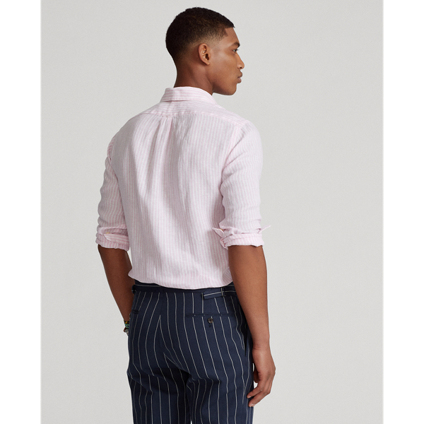 Pink/White Custom Fit Striped Linen Shirt Polo Ralph Lauren 5