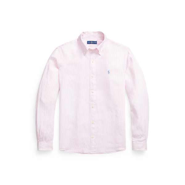 Pink/White Custom Fit Striped Linen Shirt Polo Ralph Lauren 2