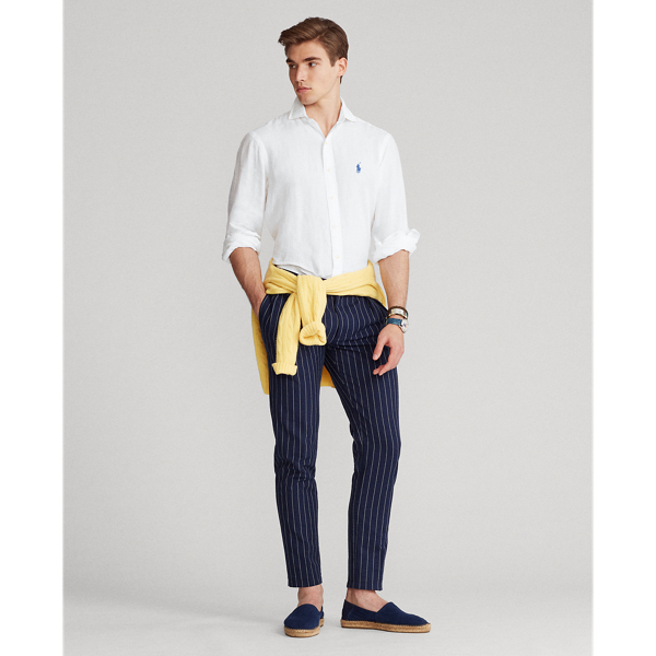 White Slim Fit Linen Shirt Polo Ralph Lauren 4