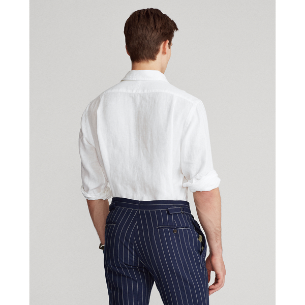 White Slim Fit Linen Shirt Polo Ralph Lauren 5