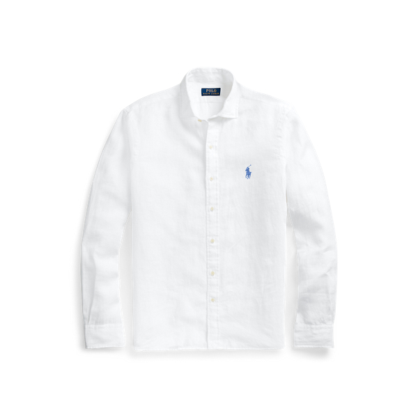 White Slim Fit Linen Shirt Polo Ralph Lauren 2