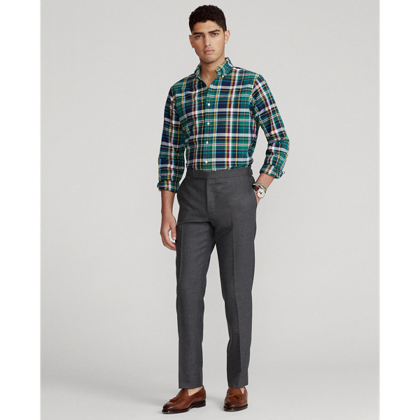 Grass Green/Sun Multi Custom Fit Plaid Oxford Shirt Polo Ralph Lauren 3