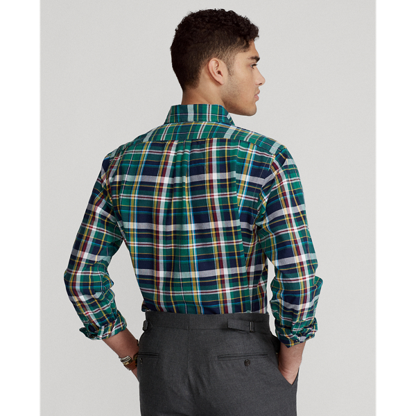 Grass Green/Sun Multi Custom Fit Plaid Oxford Shirt Polo Ralph Lauren 4