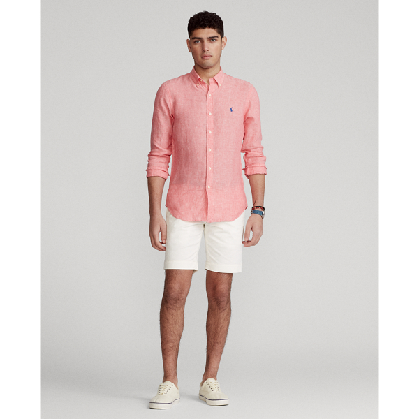 Salmon Slim Fit Linen Shirt Polo Ralph Lauren 3