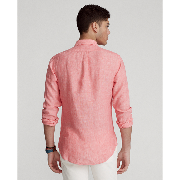 Salmon Slim Fit Linen Shirt Polo Ralph Lauren 4