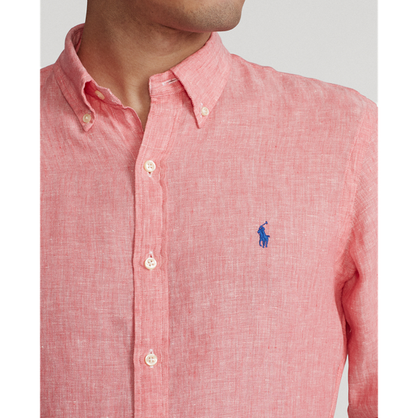 Salmon Slim Fit Linen Shirt Polo Ralph Lauren 5