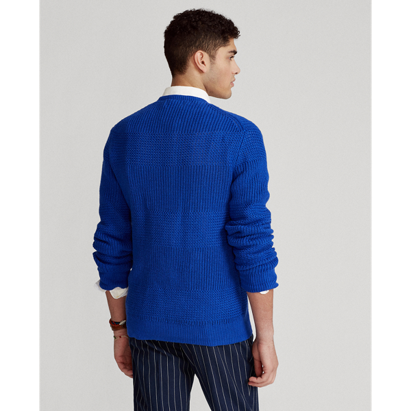 Deep Royal Textured Cotton Crewneck Jumper Polo Ralph Lauren 5