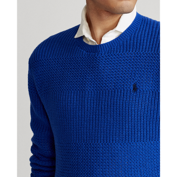 Deep Royal Textured Cotton Crewneck Jumper Polo Ralph Lauren 6