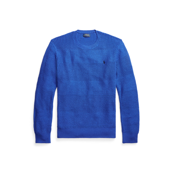 Deep Royal Textured Cotton Crewneck Jumper Polo Ralph Lauren 2