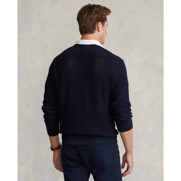 Hunter Navy Textured Cotton Crewneck Jumper Polo Ralph Lauren 5