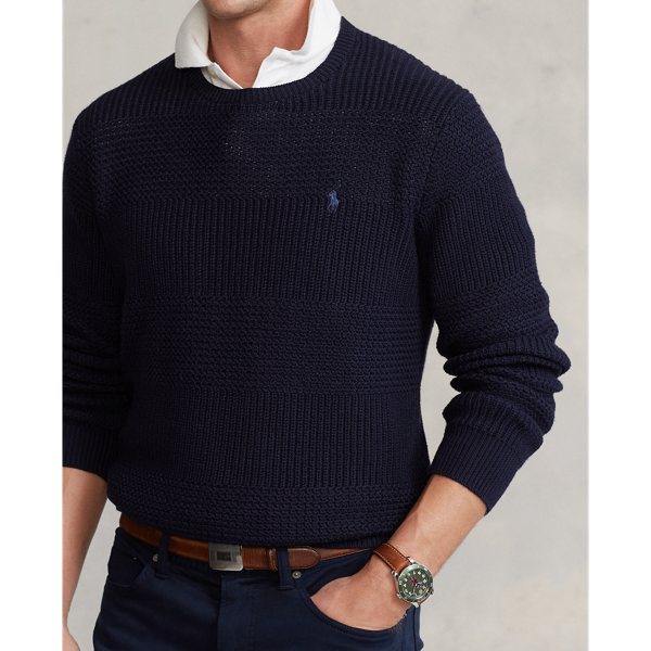 Hunter Navy Textured Cotton Crewneck Jumper Polo Ralph Lauren 6