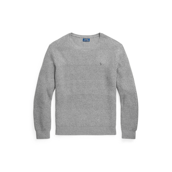 Fawn Grey Heather Textured Cotton Crewneck Jumper Polo Ralph Lauren 2