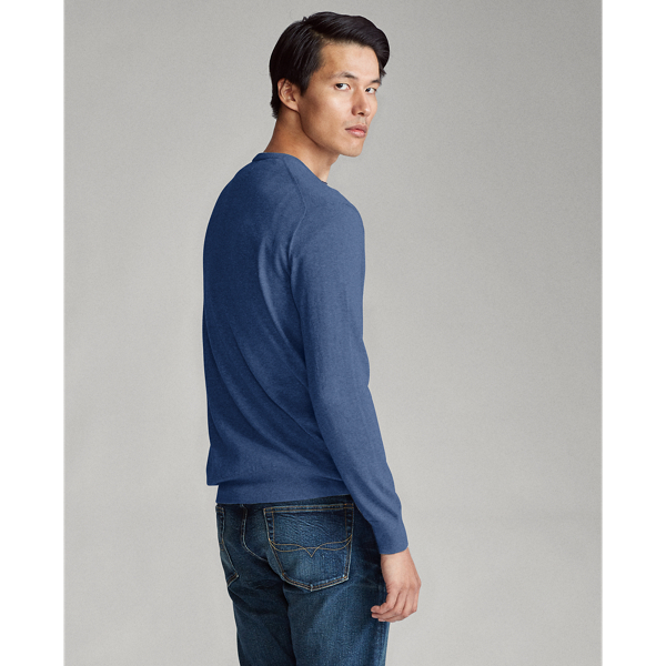 Derby Blue Heather Slim Fit Cotton V-Neck Jumper Polo Ralph Lauren 4