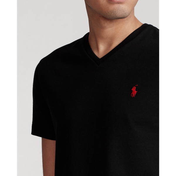 Custom Slim Fit Jersey V-Neck T-Shirt Polo Ralph Lauren en Black 5