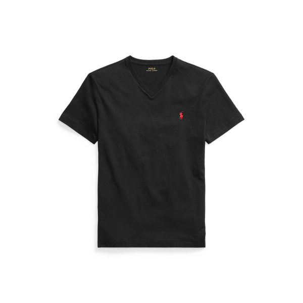 Custom Slim Fit Jersey V-Neck T-Shirt Polo Ralph Lauren en Black 2