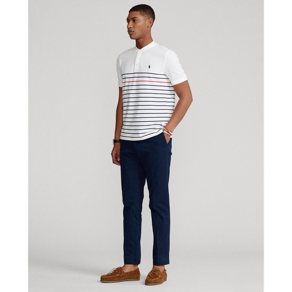 White Multi Striped Featherweight Mesh Henley Shirt Polo Ralph Lauren 3