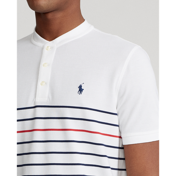 White Multi Striped Featherweight Mesh Henley Shirt Polo Ralph Lauren 5