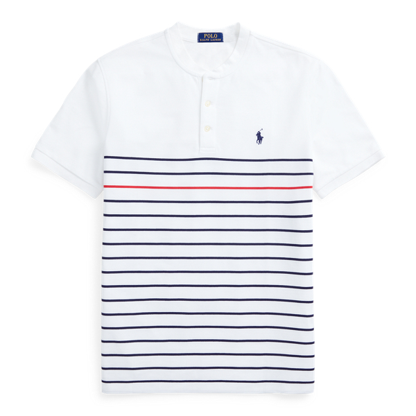 White Multi Striped Featherweight Mesh Henley Shirt Polo Ralph Lauren 2