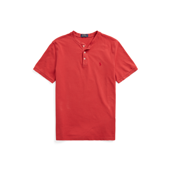 Sunrise Red Featherweight Mesh Henley Shirt Polo Ralph Lauren 2