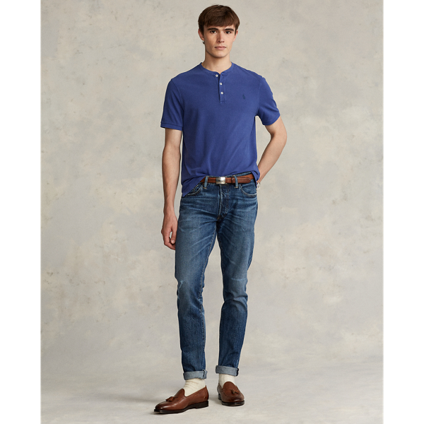 Bright Navy Featherweight Mesh Henley Shirt Polo Ralph Lauren 4