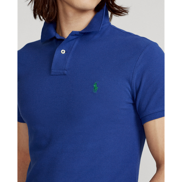 Bright Navy Slim Fit Mesh Polo Shirt Polo Ralph Lauren 6
