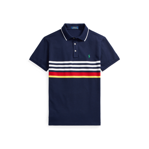 Custom Slim Fit Striped Mesh Polo Shirt