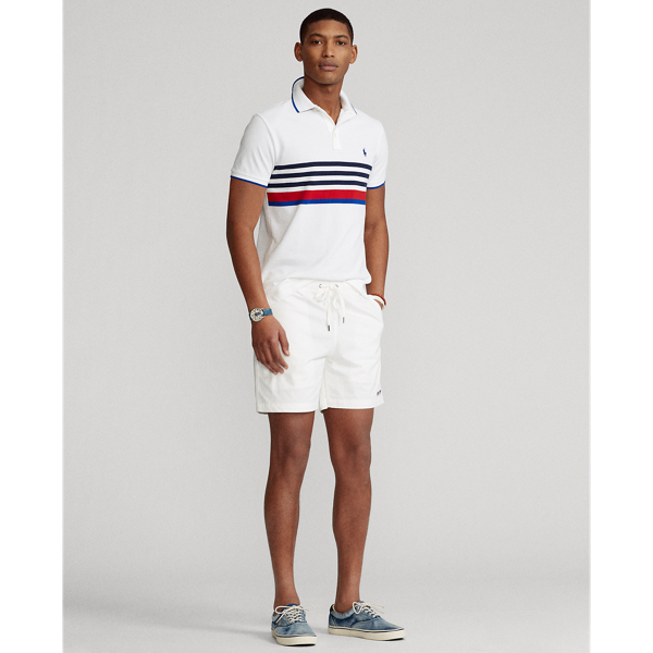 White Multi Custom Slim Fit Striped Mesh Polo Shirt Polo Ralph Lauren 4
