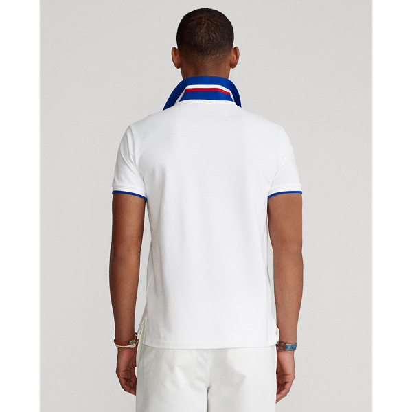 White Multi Custom Slim Fit Striped Mesh Polo Shirt Polo Ralph Lauren 5