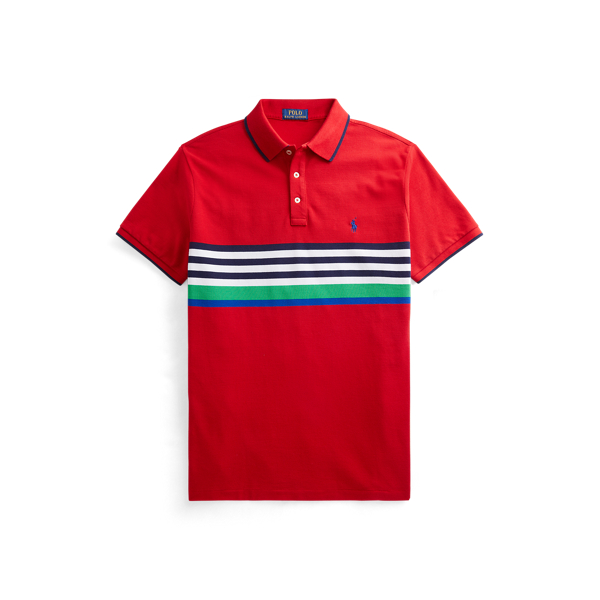 Custom Slim Fit Striped Mesh Polo Shirt Polo Ralph Lauren 1