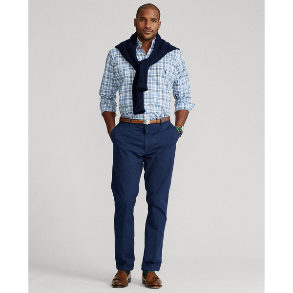 5121 White/Blue Natural Stretch Plaid Poplin Shirt Big & Tall 4