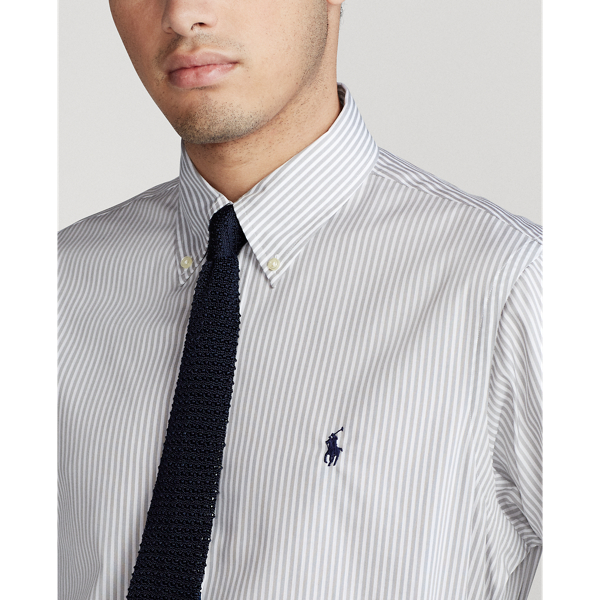 Grey/White Striped Poplin Shirt Big & Tall 5