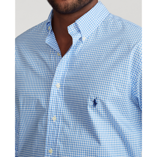 4656j Light Blue/White Gingham Poplin Shirt Big & Tall 6
