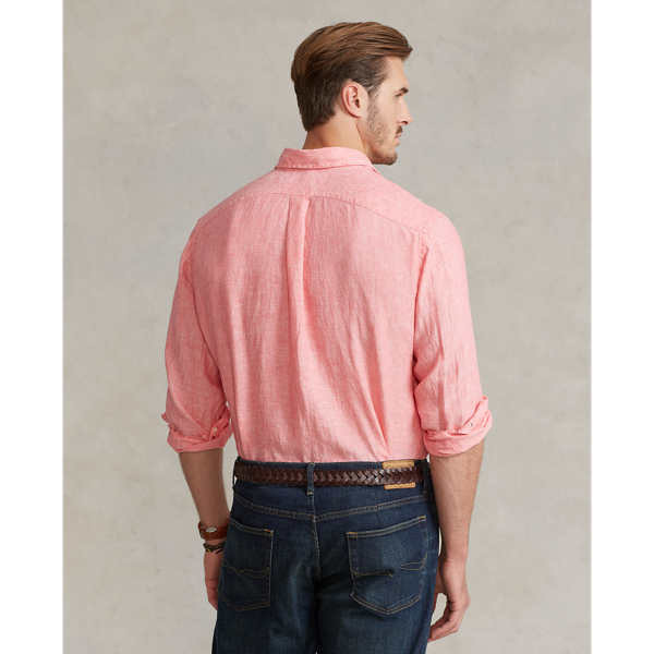 4366j Salmon Lightweight Linen Shirt Big & Tall 5