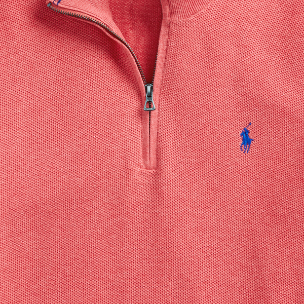 Rosette Heather Cotton Mesh Quarter-Zip Jumper Big & Tall 7