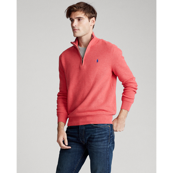 Rosette Heather Cotton Mesh Quarter-Zip Jumper Big & Tall 4
