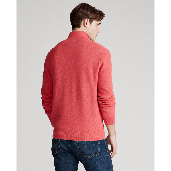 Rosette Heather Cotton Mesh Quarter-Zip Jumper Big & Tall 5